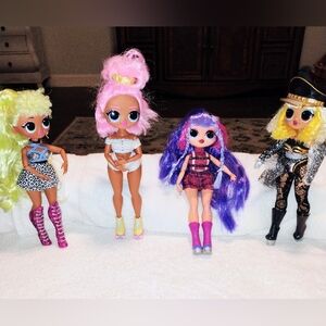 LOL Surprise! OMG Fashion Dolls Lot 4  Pre-owned W/ Accessories